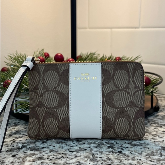 Coach Brown and Cream Floral Wristlet - Picture 2 of 2